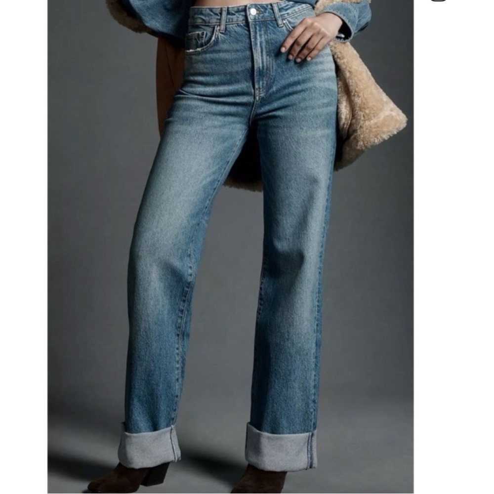 Anthropologie Pilcro Austyn Wide-Leg Cuffed Jeans